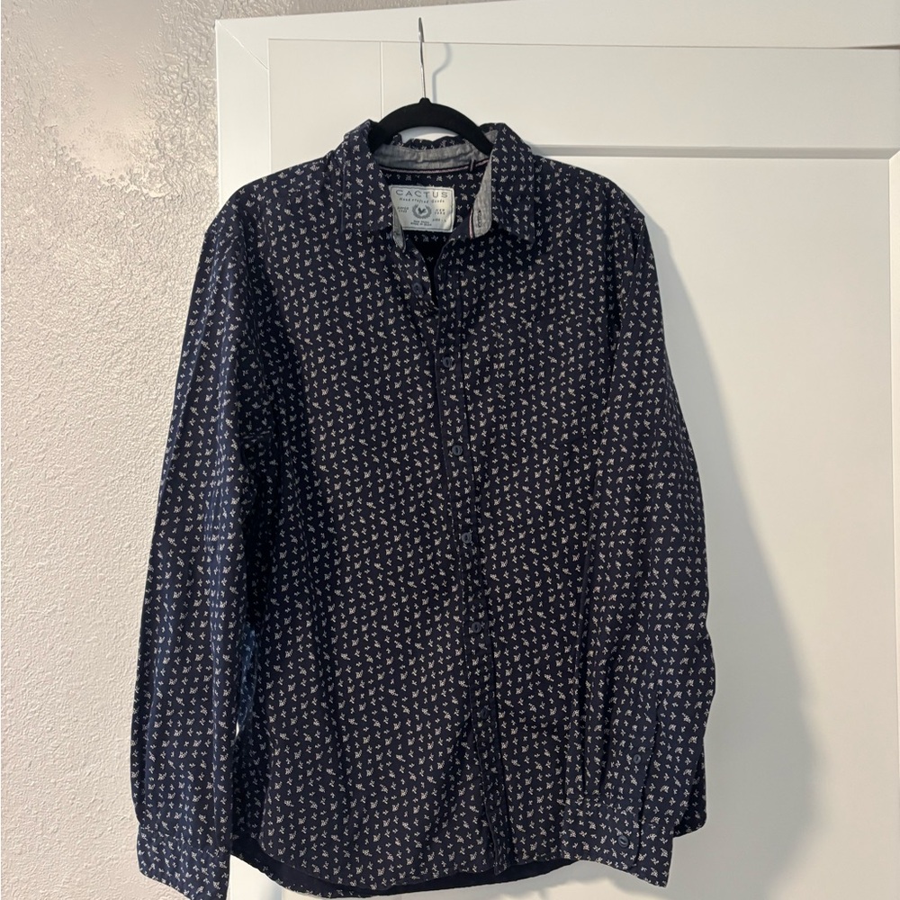Cactus Navy and White Patterned Shirt